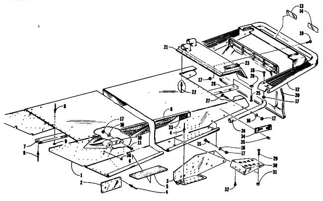 Parts Diagram for Arctic Cat 1994 PANTERA SNOWMOBILE TUNNEL AND REAR BUMPER