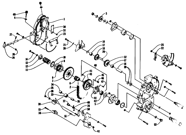 Parts Diagram for Arctic Cat 1994 JAG Z SNOWMOBILE DRIVE/REVERSE DROPCASE ASSEMBLY