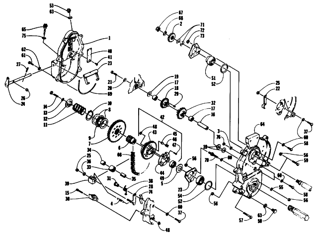 Parts Diagram for Arctic Cat 1994 EXT EFI MOUNTAIN CAT SNOWMOBILE DRIVE/REVERSE DROPCASE ASSEMBLY