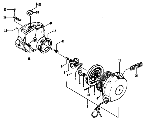 Parts Diagram for Arctic Cat 1994 WILDCAT EFI MOUNTAIN CAT SNOWMOBILE RECOIL STARTER