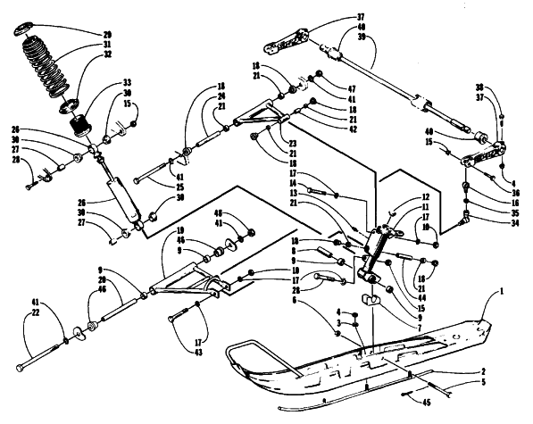 Parts Diagram for Arctic Cat 1994 EXT 580 MOUNTAIN CAT SNOWMOBILE SKI AND FRONT SUSPENSION