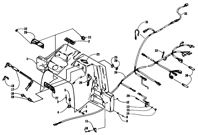 Parts Diagram for Arctic Cat 1994 EXT 580 MOUNTAIN CAT WAVE SNOWMOBILE CONSOLE, SWITCHES, AND WIRING ASSEMBLIES