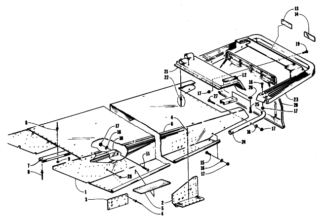 Parts Diagram for Arctic Cat 1994 EXT 580 MOUNTAIN CAT WAVE SNOWMOBILE TUNNEL AND REAR BUMPER