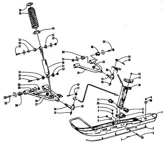 Parts Diagram for Arctic Cat 1994 PUMA DELUXE SNOWMOBILE SKI AND FRONT SUSPENSION
