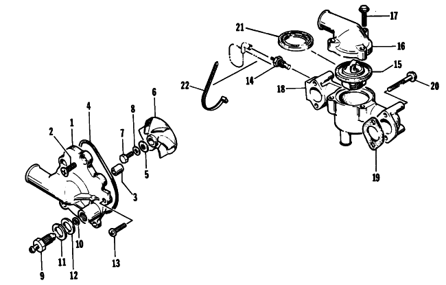 Parts Diagram for Arctic Cat 1994 EXT 580 MOUNTAIN CAT WAVE SNOWMOBILE WATER PUMP/WATER MANIFOLD