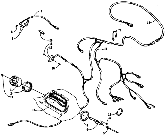 Parts Diagram for Arctic Cat 1994 PUMA DELUXE SNOWMOBILE INSTRUMENTS AND WIRING ASSEMBLIES