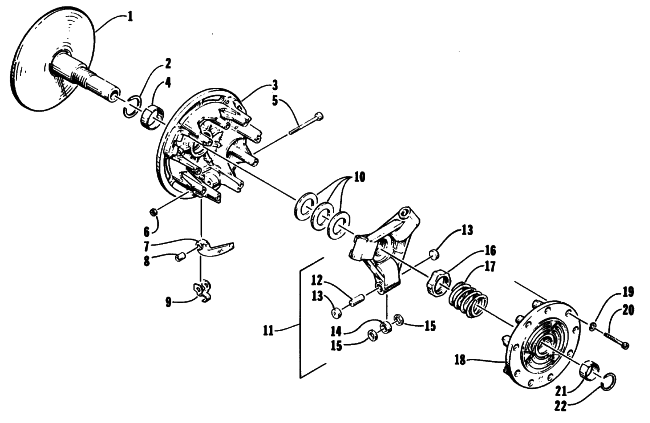 Parts Diagram for Arctic Cat 1994 CHEETAH 340 SNOWMOBILE DRIVE CLUTCH ASSEMBLY