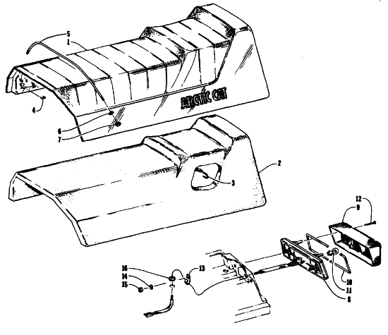 Parts Diagram for Arctic Cat 1994 PROWLER 2-UP SNOWMOBILE SEAT AND TAILLIGHT ASSEMBLIES