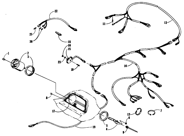 Parts Diagram for Arctic Cat 1994 CHEETAH 340 SNOWMOBILE INSTRUMENTS AND WIRING ASSEMBLIES