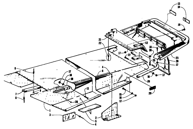Parts Diagram for Arctic Cat 1994 EXT EFI MOUNTAIN CAT SNOWMOBILE TUNNEL AND REAR BUMPER