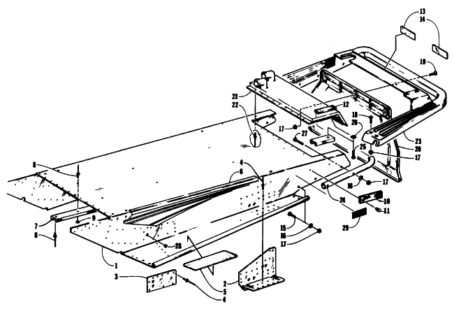 Parts Diagram for Arctic Cat 1994 EXT EFI SNOWMOBILE TUNNEL AND REAR BUMPER