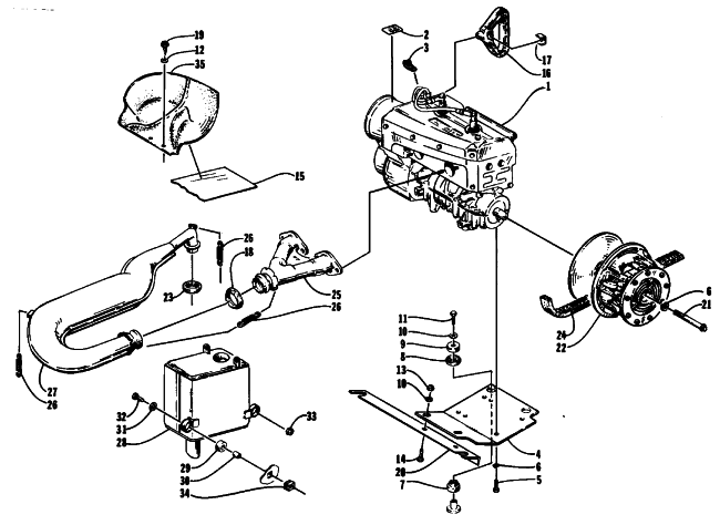 Parts Diagram for Arctic Cat 1994 PUMA 2UP SNOWMOBILE ENGINE AND RELATED PARTS