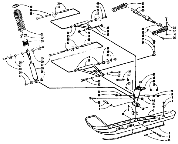 Parts Diagram for Arctic Cat 1993 THUNDERCAT SNOWMOBILE SKI AND FRONT SUSPENSION