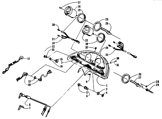 Parts Diagram for Arctic Cat 1994 THUNDERCAT MOUNTAIN CAT SNOWMOBILE CONSOLE EXTENSION, SWITCHES, AND INSTRUMENTS