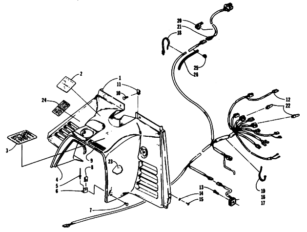 Parts Diagram for Arctic Cat 1994 THUNDERCAT MOUNTAIN CAT SNOWMOBILE CONSOLE AND WIRING ASSEMBLIES