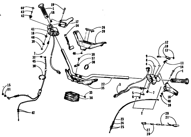 Parts Diagram for Arctic Cat 1994 PUMA 2UP SNOWMOBILE HANDLEBAR AND CONTROLS