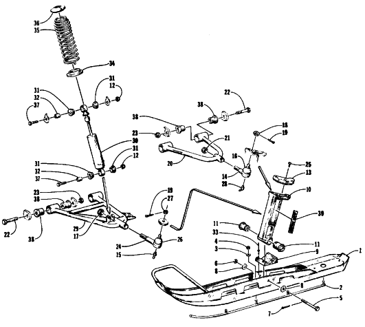 Parts Diagram for Arctic Cat 1994 PUMA 2UP SNOWMOBILE SKI AND FRONT SUSPENSION