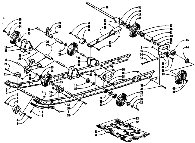 Parts Diagram for Arctic Cat 1994 PUMA 2UP SNOWMOBILE SLIDE RAIL AND TRACK ASSEMBLY