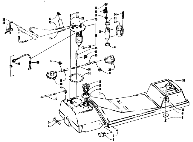 Parts Diagram for Arctic Cat 1994 WILDCAT EFI SNOWMOBILE GAS TANK AND FUEL PUMP ASSEMBLY