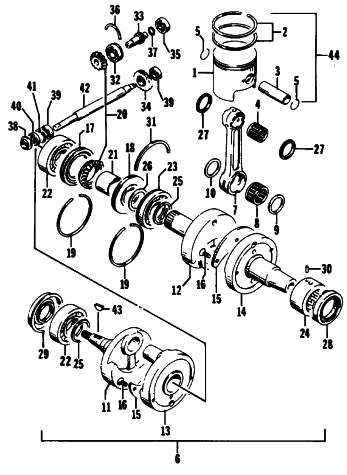 Parts Diagram for Arctic Cat 1994 WILDCAT EFI SNOWMOBILE PISTON AND CRANKSHAFT