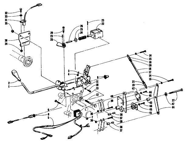 Parts Diagram for Arctic Cat 1994 CHEETAH 440 2-SPEED SNOWMOBILE SHIFT LEVER ASSEMBLY