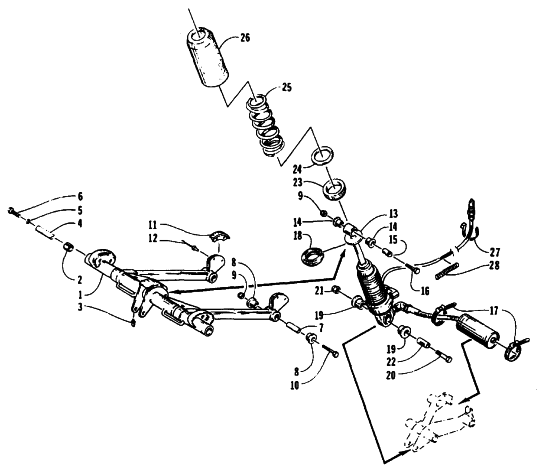 Parts Diagram for Arctic Cat 1994 ZR 440 SNOWMOBILE REAR SUSPENSION FRONT ARM ASSEMBLIES