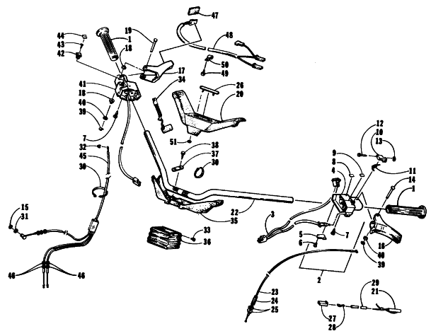 Parts Diagram for Arctic Cat 1994 PUMA SNOWMOBILE HANDLEBAR ASSEMBLY