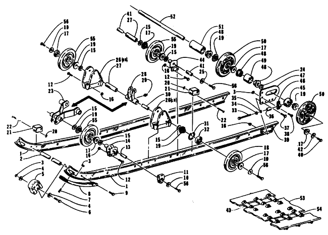Parts Diagram for Arctic Cat 1994 THUNDERCAT SNOWMOBILE SLIDE RAIL AND TRACK ASSEMBLY