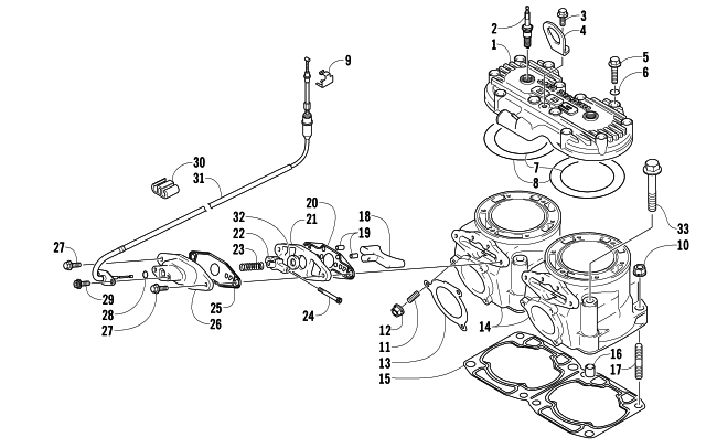 Parts Diagram for Arctic Cat 2006 M6 EFI 153 SNOWMOBILE CYLINDER AND HEAD ASSEMBLY