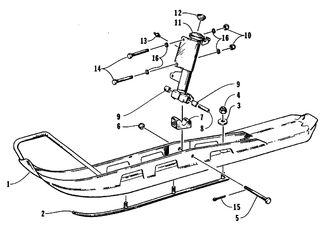 Parts Diagram for Arctic Cat 1995 BEARCAT 340 SNOWMOBILE SKI AND SPINDLE ASSEMBLY