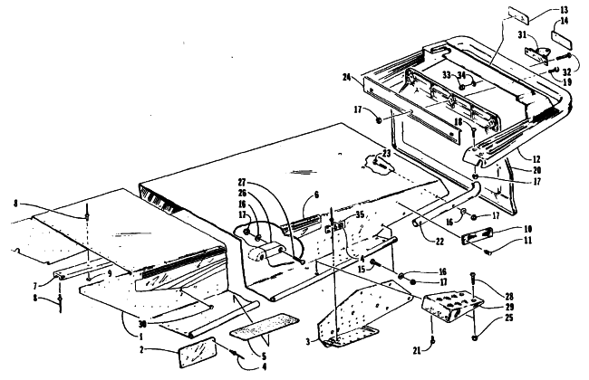 Parts Diagram for Arctic Cat 1995 BEARCAT 340 SNOWMOBILE TUNNEL AND REAR BUMPER