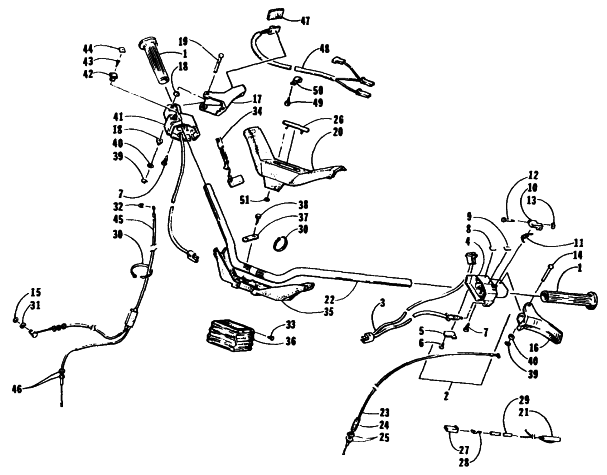 Parts Diagram for Arctic Cat 1995 BEARCAT 340 SNOWMOBILE HANDLEBAR AND CONTROLS
