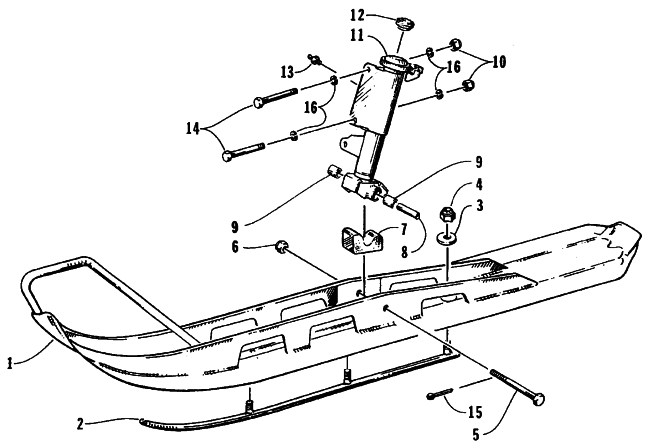 Parts Diagram for Arctic Cat 1995 BEARCAT 440 SNOWMOBILE SKI AND SPINDLE ASSEMBLY