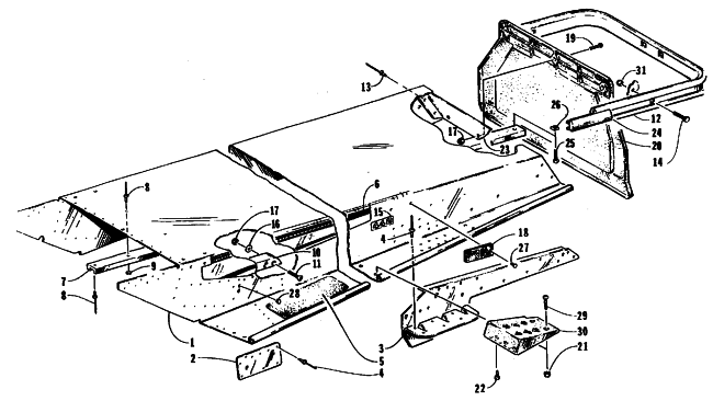 Parts Diagram for Arctic Cat 1995 BEARCAT 440 SNOWMOBILE TUNNEL AND REAR BUMPER
