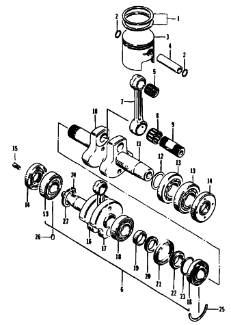 Parts Diagram for Arctic Cat 1995 JAG DELUXE SNOWMOBILE PISTON AND CRANKSHAFT