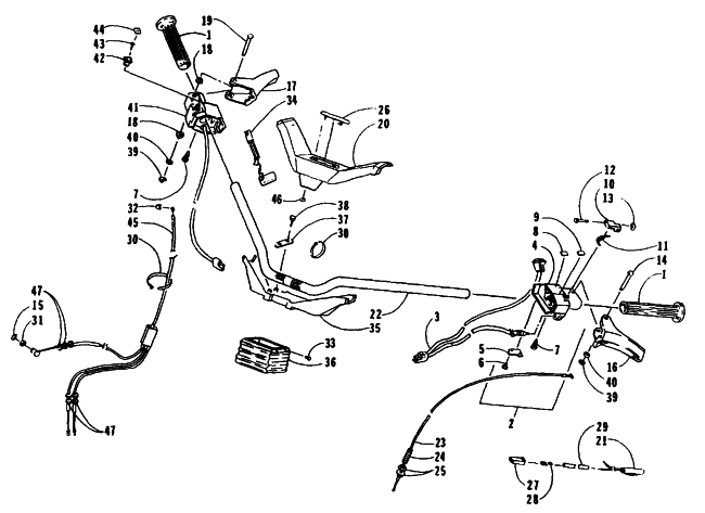 Parts Diagram for Arctic Cat 1996 BEARCAT 440 SNOWMOBILE HANDLEBAR AND CONTROLS