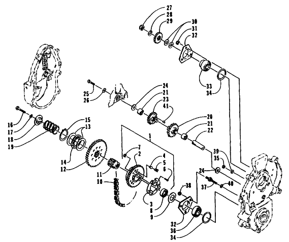 Parts Diagram for Arctic Cat 1996 BEARCAT WIDE TRACK SNOWMOBILE DRIVE/REVERSE DROPCASE ASSEMBLY