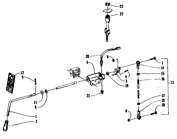 Parts Diagram for Arctic Cat 1995 BEARCAT 440 SNOWMOBILE REVERSE SHIFT LEVER ASSEMBLY