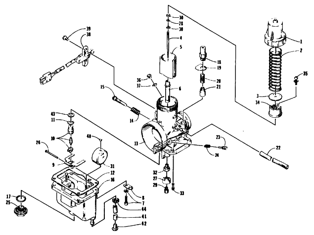 Parts Diagram for Arctic Cat 1995 COUGAR SNOWMOBILE CARBURETOR