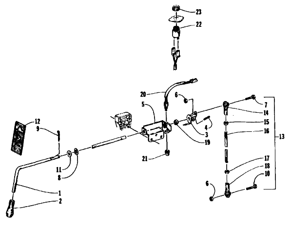 Parts Diagram for Arctic Cat 1995 BEARCAT 550 SNOWMOBILE REVERSE SHIFT LEVER ASSEMBLY