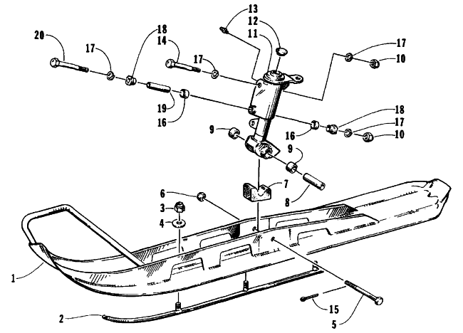 Parts Diagram for Arctic Cat 1995 COUGAR SNOWMOBILE SKI AND SPINDLE ASSEMBLY