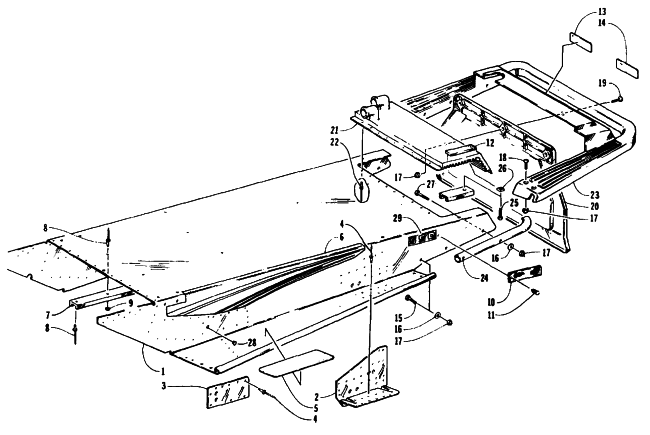 Parts Diagram for Arctic Cat 1995 COUGAR SNOWMOBILE TUNNEL AND REAR BUMPER