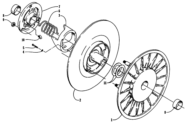 Parts Diagram for Arctic Cat 1995 COUGAR MOUNTAIN CAT SNOWMOBILE DRIVEN CLUTCH