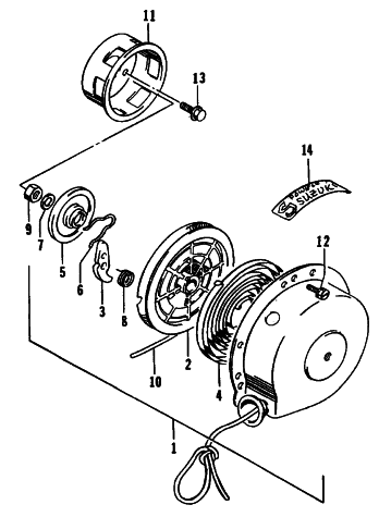 Parts Diagram for Arctic Cat 1995 COUGAR MOUNTAIN CAT SNOWMOBILE RECOIL STARTER