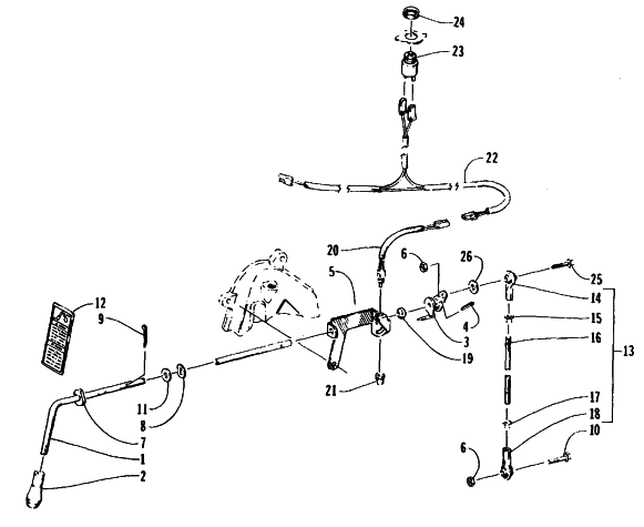 Parts Diagram for Arctic Cat 1995 COUGAR SNOWMOBILE REVERSE SHIFT LEVER ASSEMBLY