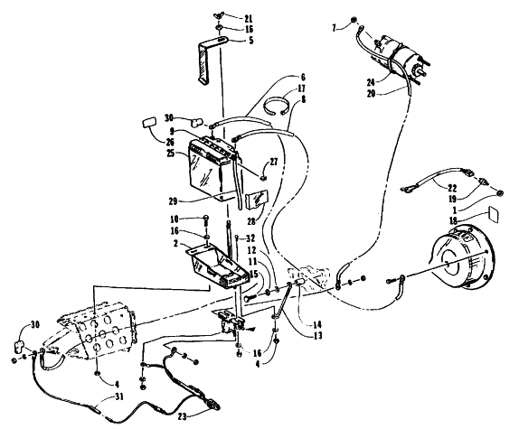 Parts Diagram for Arctic Cat 1995 COUGAR SNOWMOBILE ELECTRIC START - BATTERY ASSEMBLY