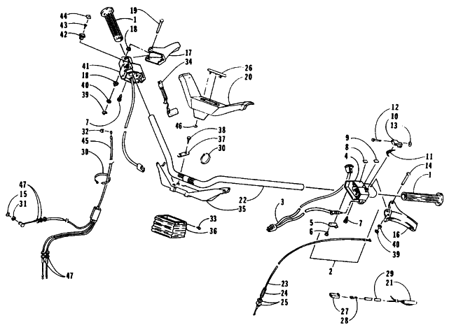 Parts Diagram for Arctic Cat 1995 COUGAR SNOWMOBILE HANDLEBAR AND CONTROLS