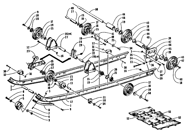 Parts Diagram for Arctic Cat 1995 COUGAR SNOWMOBILE SLIDE RAIL AND TRACK ASSEMBLY