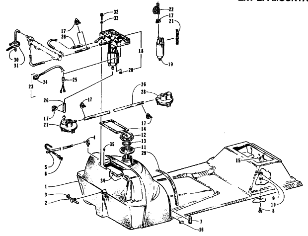 Parts Diagram for Arctic Cat 1995 WILDCAT MOUNTAIN CAT SNOWMOBILE GAS TANK AND FUEL PUMP ASSEMBLY
