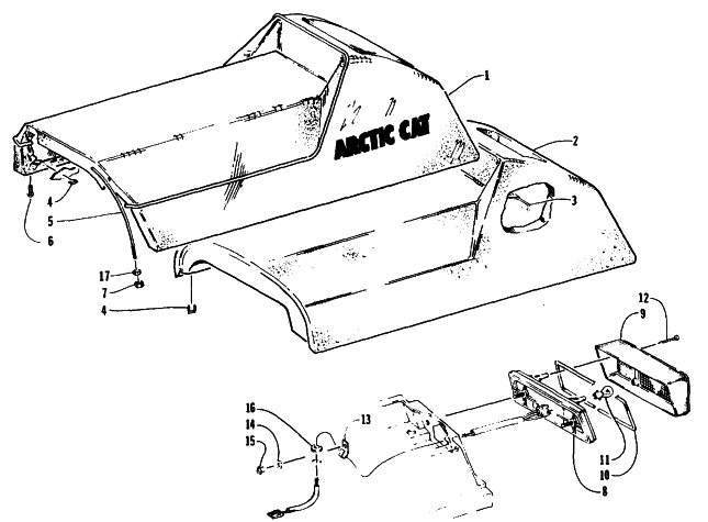 Parts Diagram for Arctic Cat 1995 WILDCAT SNOWMOBILE SEAT AND TAILLIGHT ASSEMBLIES